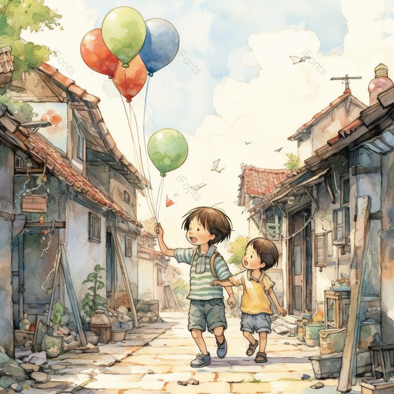 街道复古六一节日儿童插画背景,插画/手绘图,插画/手绘图库,插画/手绘图下载,插画/手绘